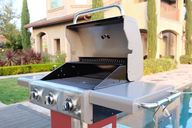 Kenmore 3 Burner Pedestal Gas Grill - Red
