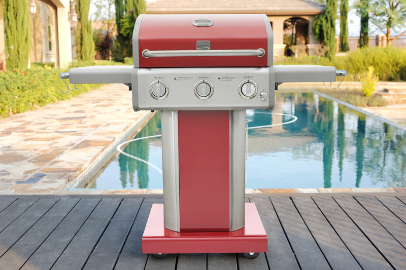 Kenmore 3 Burner Pedestal Gas Grill - Red
