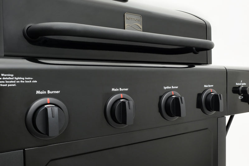 Kenmore 4 Burner Gas Grill Plus Side Burner - All Black