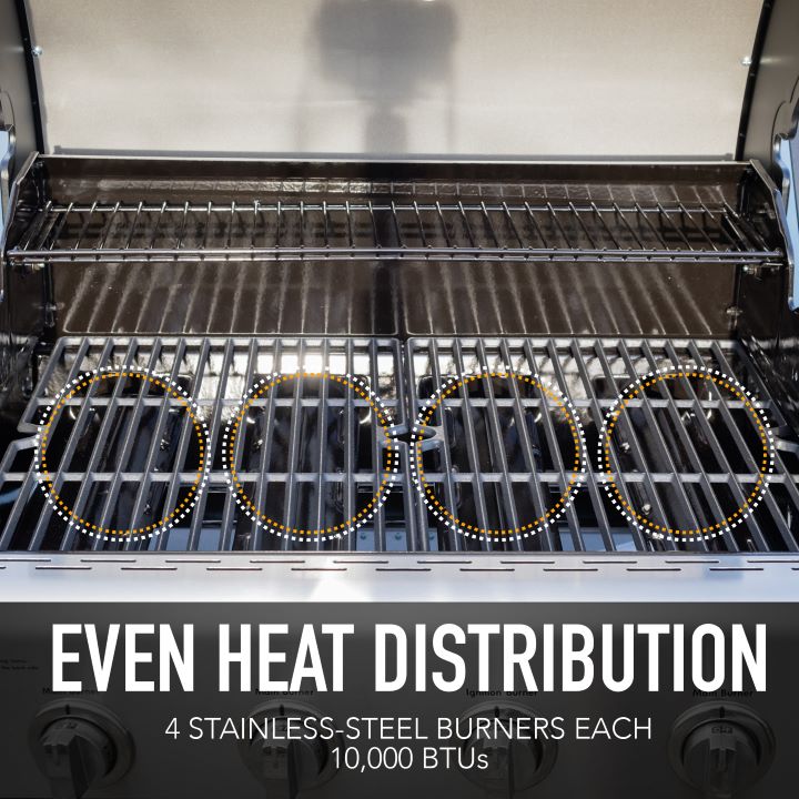 Kenmore 4 Burner Gas Grill Plus Side Burner - Black with Stainless Steel Lid