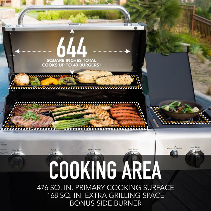 Kenmore 4 Burner Gas Grill Plus Side Burner - Black with Stainless Steel Lid