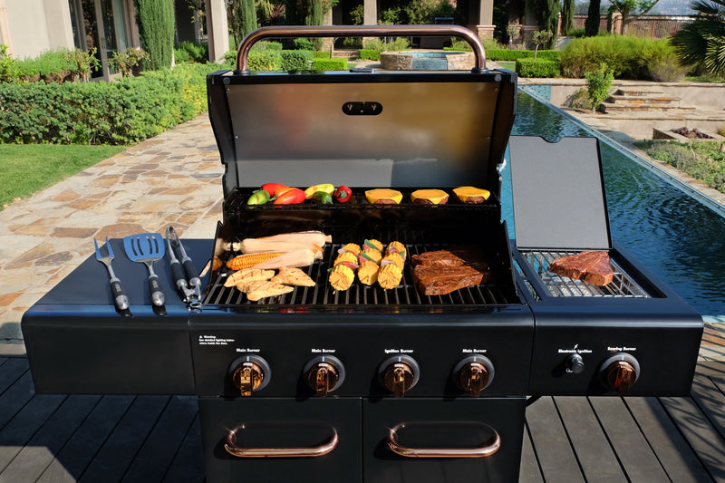 Kenmore 4 Burner Gas Grill Plus Side Searing Burner - Black/Copper