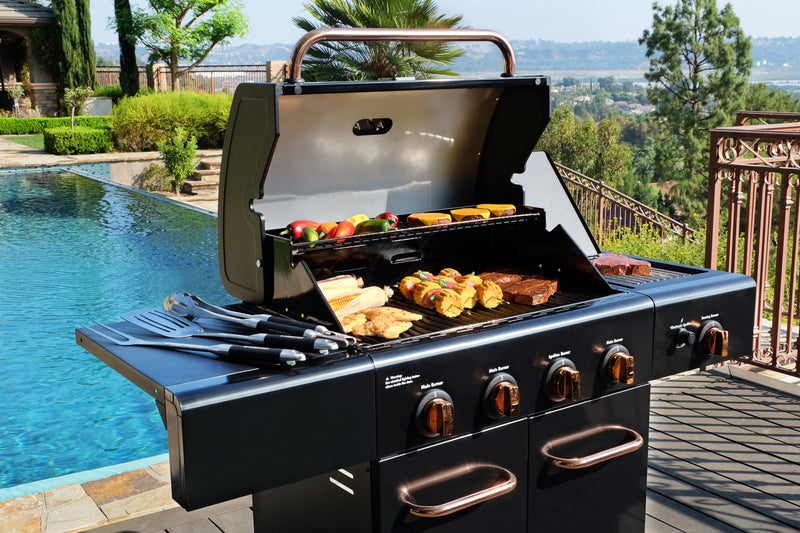 Kenmore 4 Burner Gas Grill Plus Side Searing Burner - Black/Copper