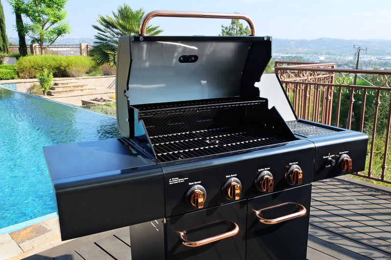 Kenmore 4 Burner Gas Grill Plus Side Searing Burner - Black/Copper