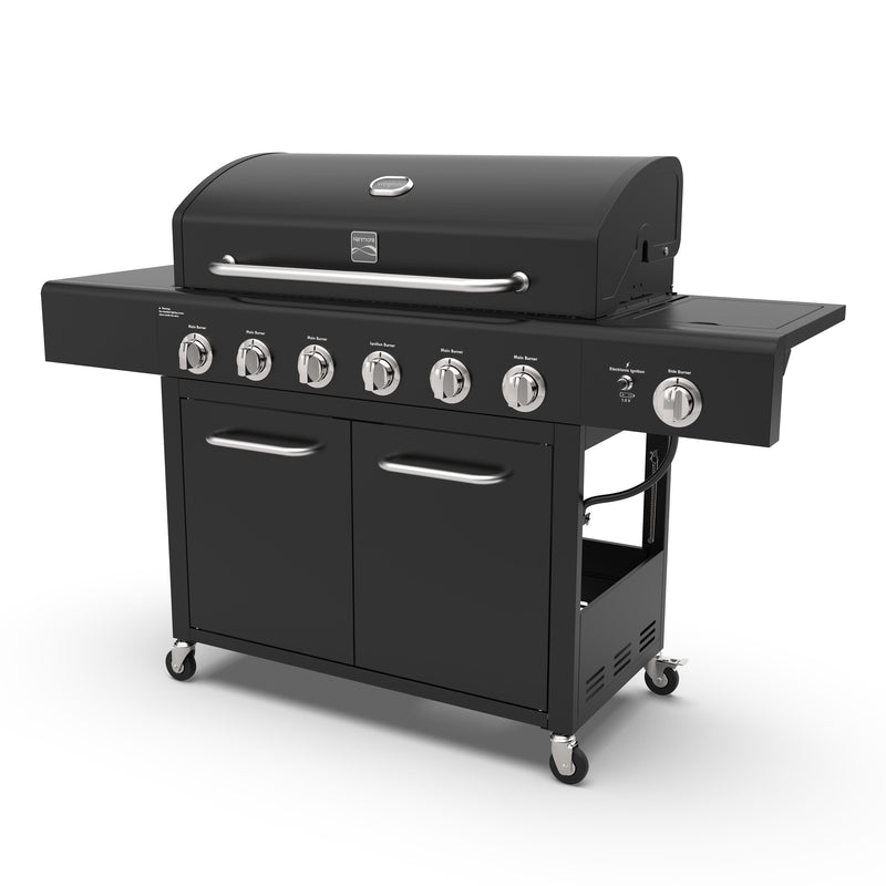 Kenmore 6 Burner XL Gas Grill Plus Side Burner - All Black