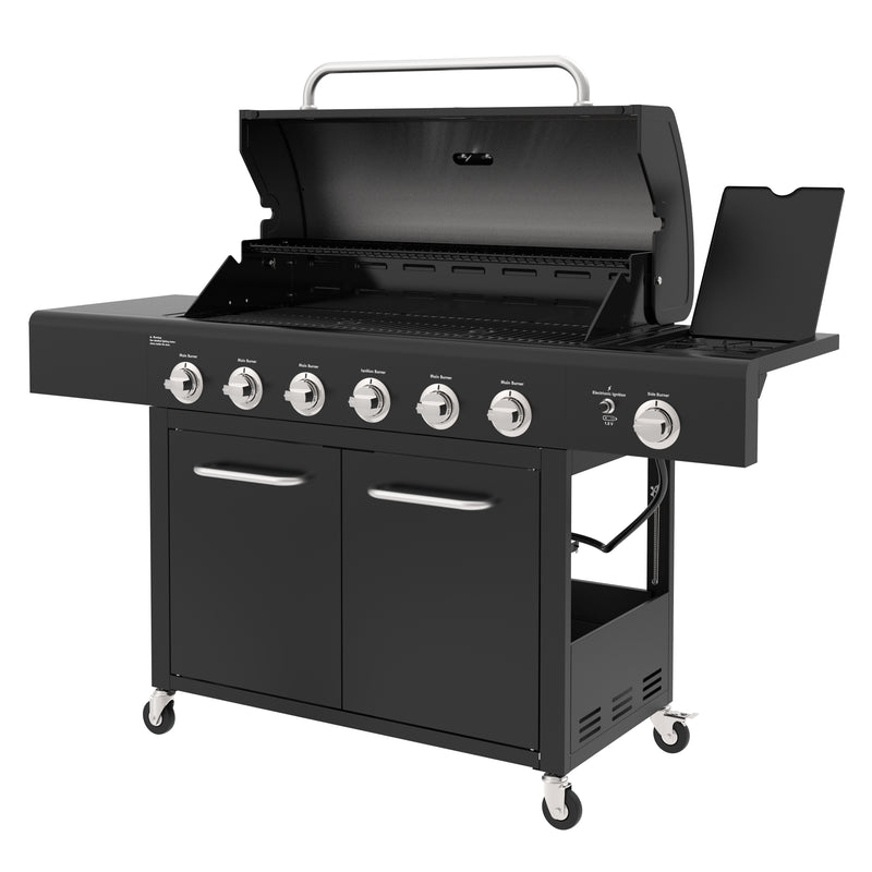 Kenmore 6 Burner XL Gas Grill Plus Side Burner - All Black