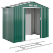 7' x 4' x 6' Garden Storage Shed Outdoor Patio Metal Tool Storage House w/ Foundation Kit and Double Doors Green