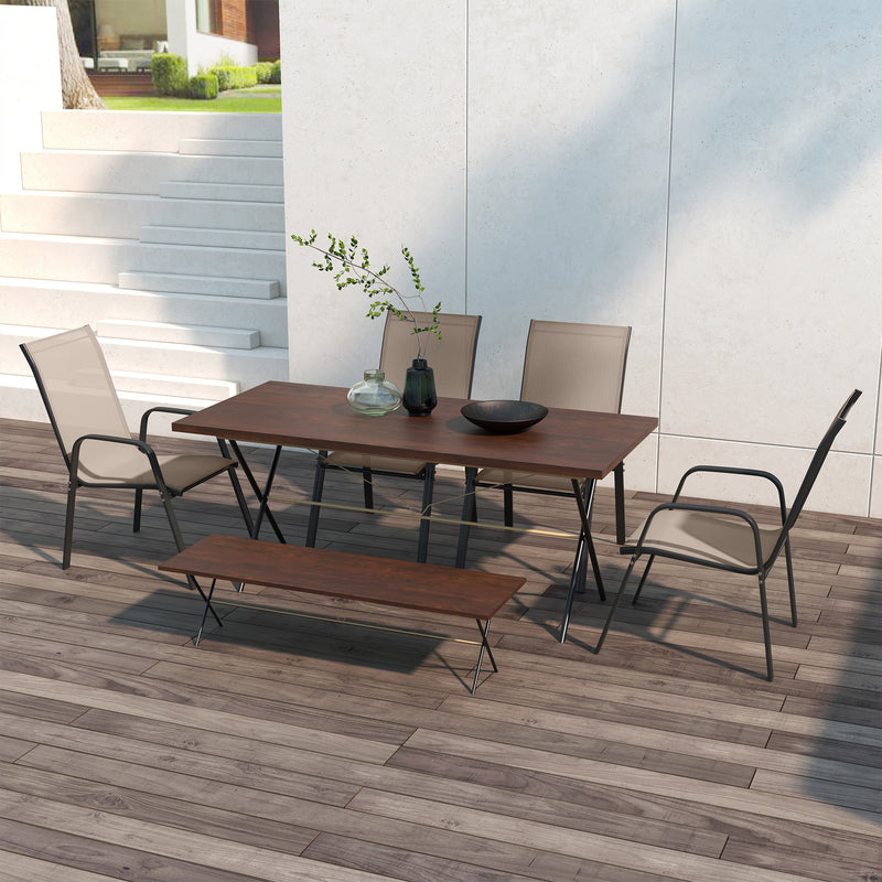 Outsunny - Set of 4 Outdoor Dining Chairs, Heavy Duty Stackable Patio Dining Set with Armrests for Balcony Garden, Grey