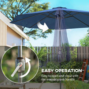 10' x 8' Round Market Umbrella, Patio Umbrella with Crank Handle and Tilt, Outdoor Parasol for Garden, Blue