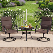 Costway - Padded Patio Swivel Chairs Set of 2 Ergonomic Outdoor Dining Chairs with Breathable Fabric-Brown