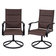 Costway - Padded Patio Swivel Chairs Set of 2 Ergonomic Outdoor Dining Chairs with Breathable Fabric-Brown