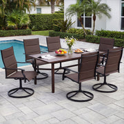 Costway - Padded Patio Swivel Chairs Set of 2 Ergonomic Outdoor Dining Chairs with Breathable Fabric-Brown