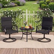 Costway - Padded Patio Swivel Chairs Set of 2 Ergonomic Outdoor Dining Chairs with Breathable Fabric-Black