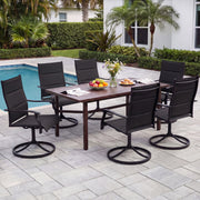 Costway - Padded Patio Swivel Chairs Set of 2 Ergonomic Outdoor Dining Chairs with Breathable Fabric-Black