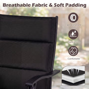 Costway - Padded Patio Swivel Chairs Set of 2 Ergonomic Outdoor Dining Chairs with Breathable Fabric-Black