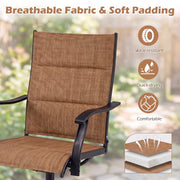 Costway - Padded Patio Swivel Chairs Set of 2 Ergonomic Outdoor Dining Chairs with Breathable Fabric-Light Brown
