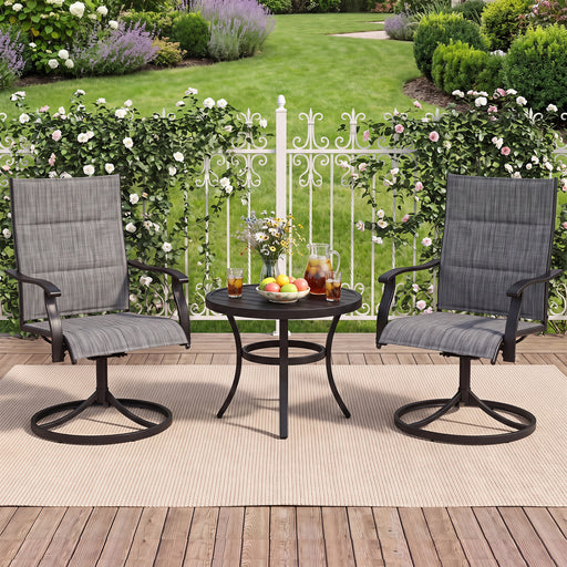 Costway - Padded Patio Swivel Chairs Set of 2 Ergonomic Outdoor Dining Chairs with Breathable Fabric-Gray