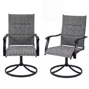 Costway - Padded Patio Swivel Chairs Set of 2 Ergonomic Outdoor Dining Chairs with Breathable Fabric-Gray