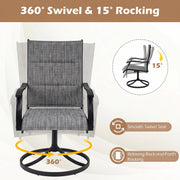 Costway - Padded Patio Swivel Chairs Set of 2 Ergonomic Outdoor Dining Chairs with Breathable Fabric-Gray