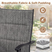 Costway - Padded Patio Swivel Chairs Set of 2 Ergonomic Outdoor Dining Chairs with Breathable Fabric-Gray