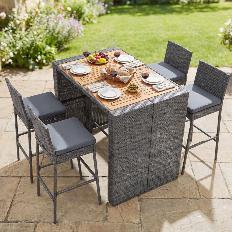 Costway - Patio Acacia Wood Dining Set for Home-Grey