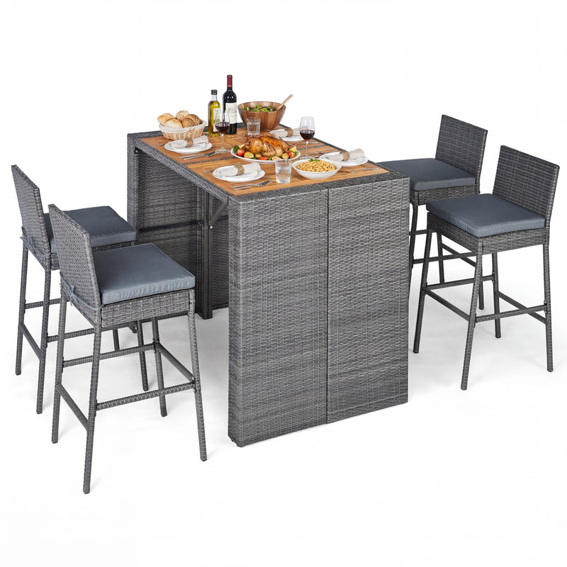 Costway - Patio Acacia Wood Dining Set for Home-Grey