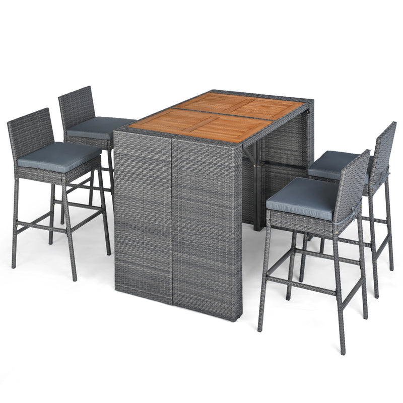 Costway - Patio Acacia Wood Dining Set for Home-Grey