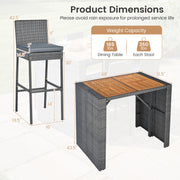 Costway - Patio Acacia Wood Dining Set for Home-Grey
