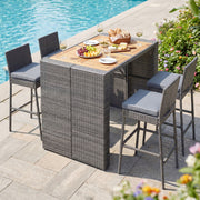 Costway - Patio Acacia Wood Dining Set for Home-Grey