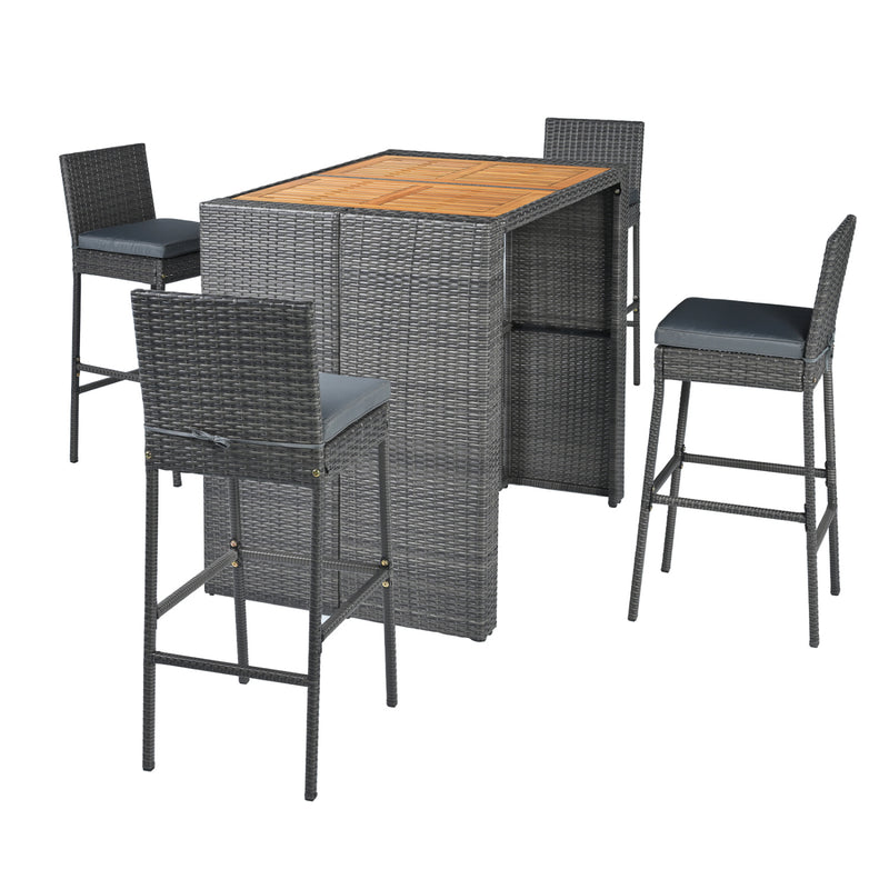 Costway - Patio Acacia Wood Dining Set for Home-Grey