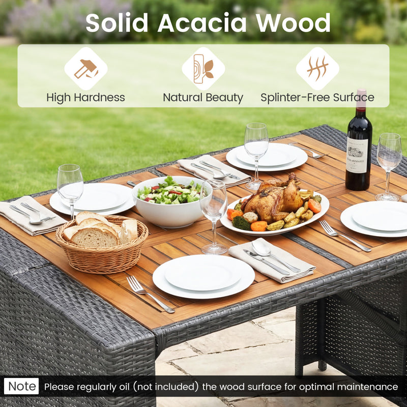 Costway - Patio Acacia Wood Dining Set for Home-Grey