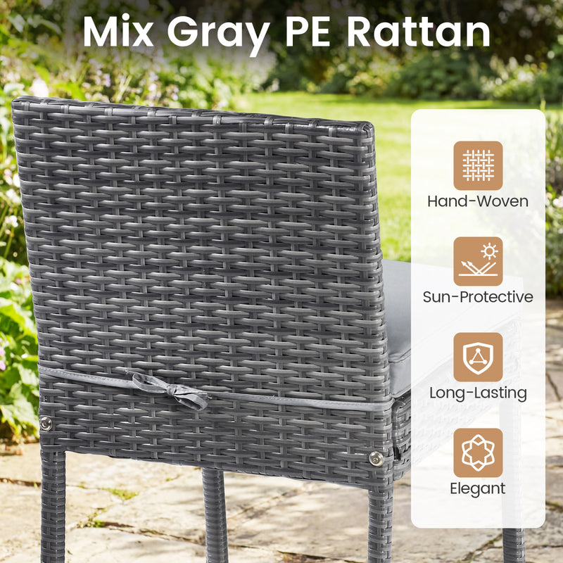 Costway - Patio Acacia Wood Dining Set for Home-Grey