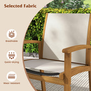 Costway - Patio Chairs Set of 2 Acacia Wood Armchairs with Breathable Fabric Back and Seat-Yellow