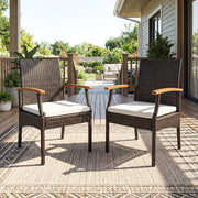 Costway - Patio Dining Chair with Soft Zippered Cushion-Set of 2
