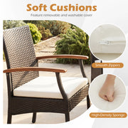 Costway - Patio Dining Chair with Soft Zippered Cushion-Set of 2