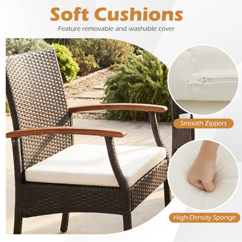 Costway - Patio Dining Chair with Soft Zippered Cushion-Set of 2