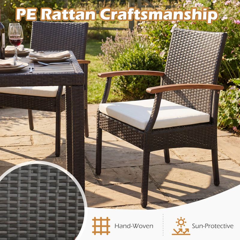 Costway - Patio Dining Chair with Soft Zippered Cushion-Set of 2