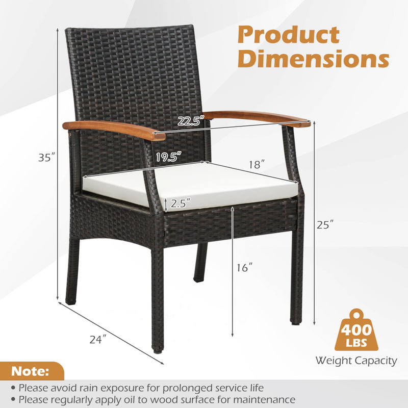 Costway - Patio Dining Chair with Soft Zippered Cushion-Set of 2