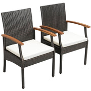 Costway - Patio Dining Chair with Soft Zippered Cushion-Set of 2