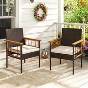 Costway - Patio Dining Chairs Set of 2 with Soft Cushions-White