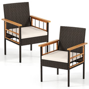 Costway - Patio Dining Chairs Set of 2 with Soft Cushions-White