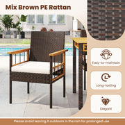 Costway - Patio Dining Chairs Set of 2 with Soft Cushions-White