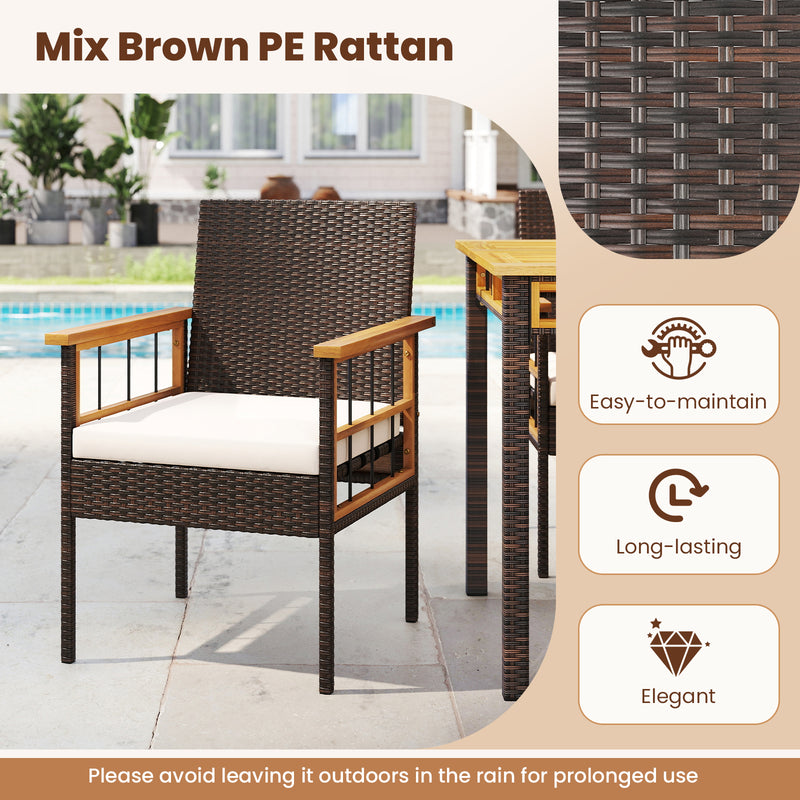 Costway - Patio Dining Chairs Set of 2 with Soft Cushions-White