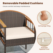 Costway - Patio Dining Chairs Set of 2 with Soft Cushions-White