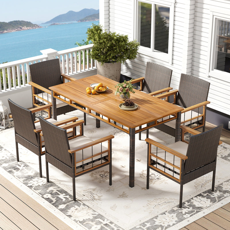 Costway - Patio Dining Chairs Set of 2 with Soft Cushions-White