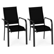 Costway - Patio Dining Chairs Set of 2/4/6 Stackable Outdoor Armchairs with Metal Frame-Set of 2