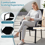 Costway - Patio Dining Chairs Set of 2/4/6 Stackable Outdoor Armchairs with Metal Frame-Set of 2