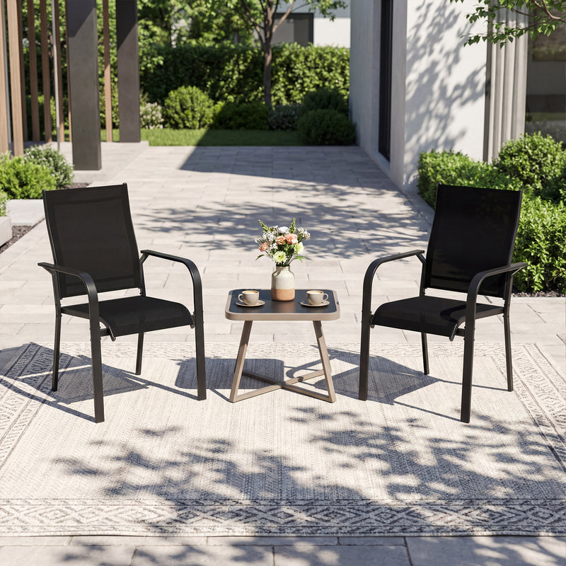 Costway - Patio Dining Chairs Set of 2/4/6 Stackable Outdoor Armchairs with Metal Frame-Set of 2