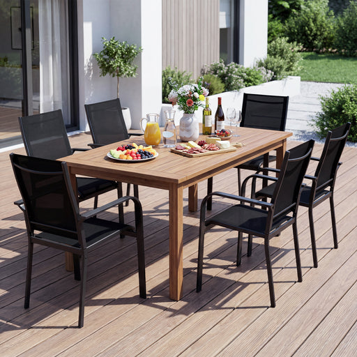Costway - Patio Dining Chairs Set of 2/4/6 Stackable Outdoor Armchairs with Metal Frame-Set of 2