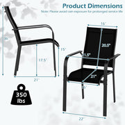 Costway - Patio Dining Chairs Set of 2/4/6 Stackable Outdoor Armchairs with Metal Frame-Set of 2